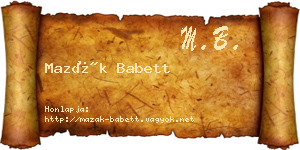 Mazák Babett névjegykártya